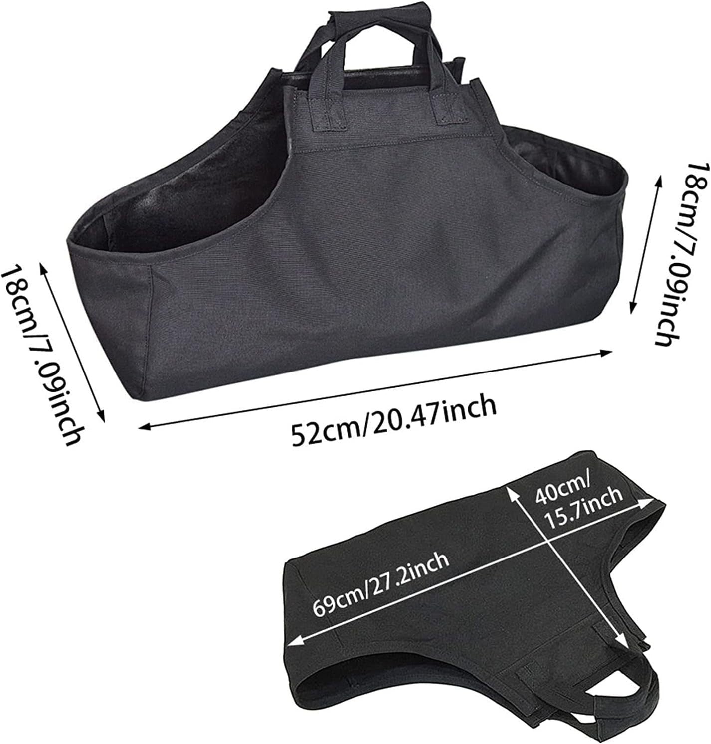 Heavy Duty Oxford Cloth Log Holder Bag with Handles – Large 58x18x18 cm Kindling