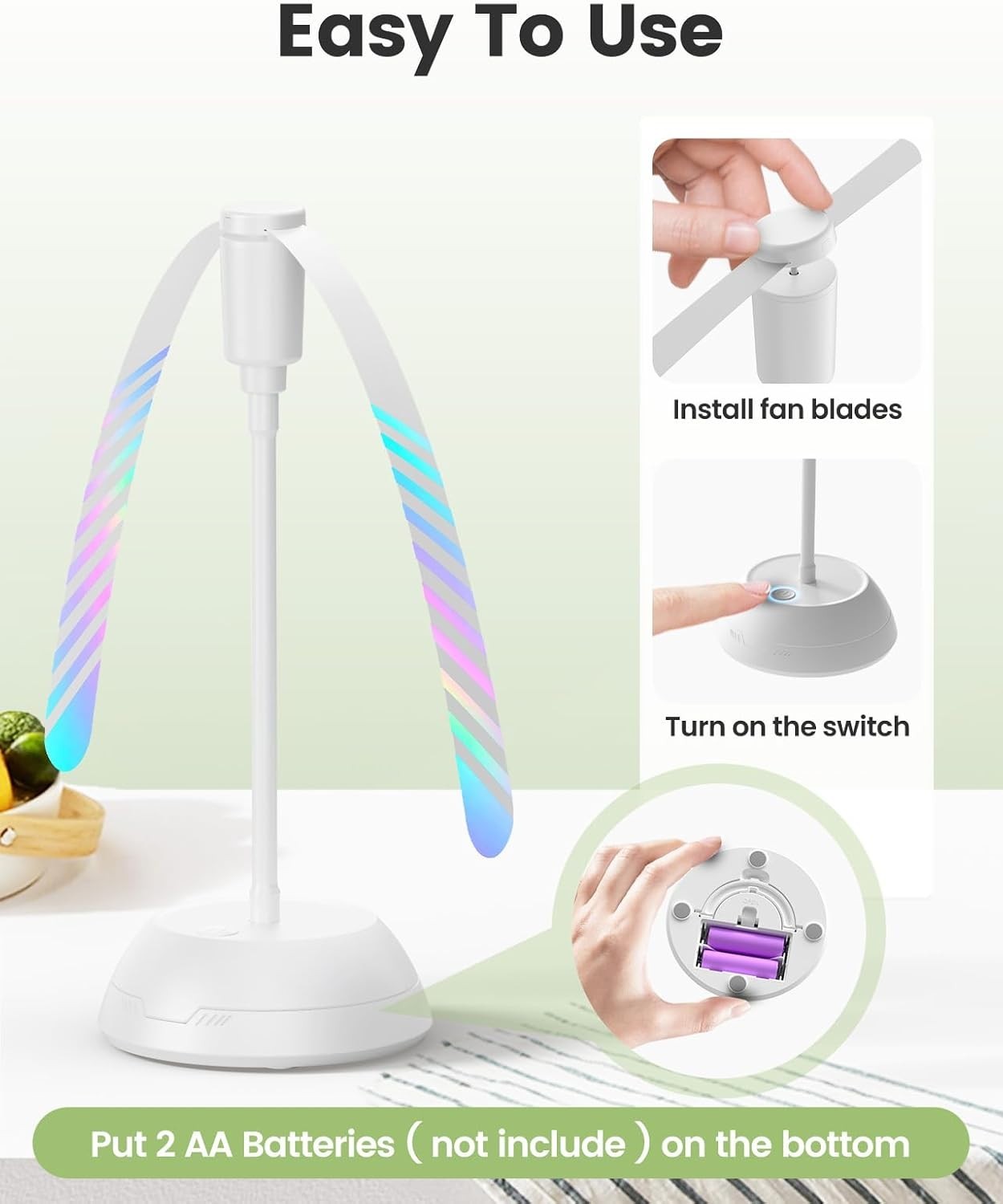 4-Pack Table Food Fan – Battery Powered Silent Gooseneck Fly Repellent for BBQ