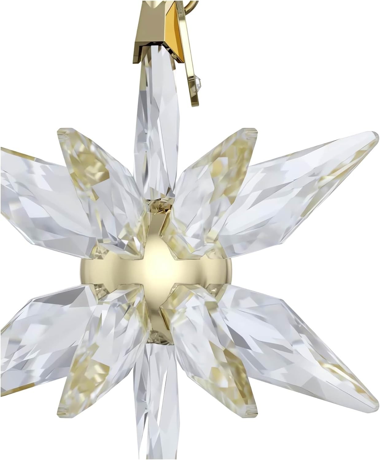 Crystal Star Ornament 2025 3D Faceted Champagne Gold Holiday Hanging Decor