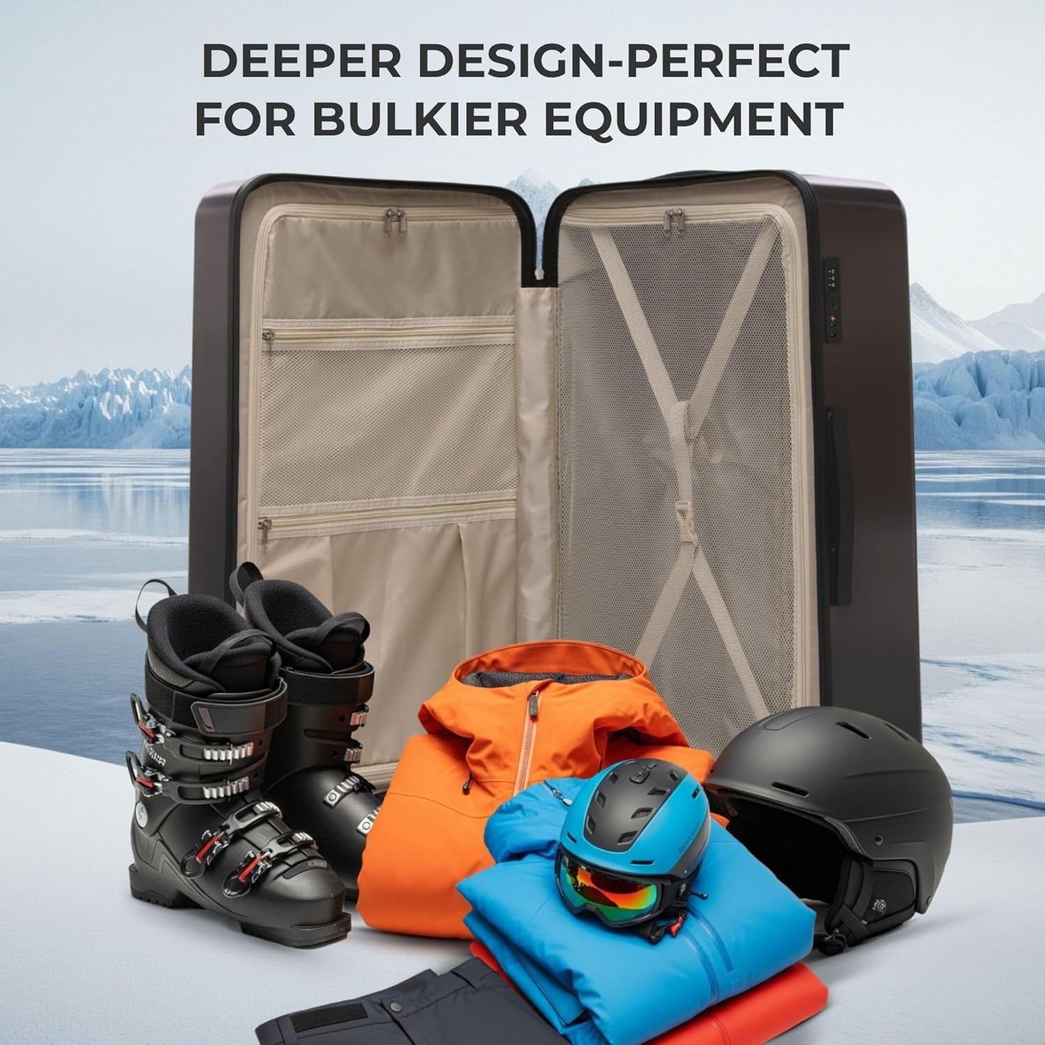Extra Deep 101L Large Hard Shell Suitcase ABS 4+1 Spinner Wheels TSA Lock