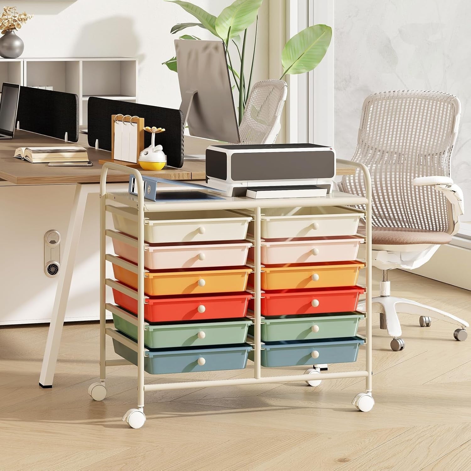 12 Drawer Rolling Storage Trolley Utility Cart Organiser with Wheels