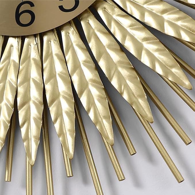 60cm Large Gold Wall Clock Modern Silent Metal Sunburst Design Home Decor