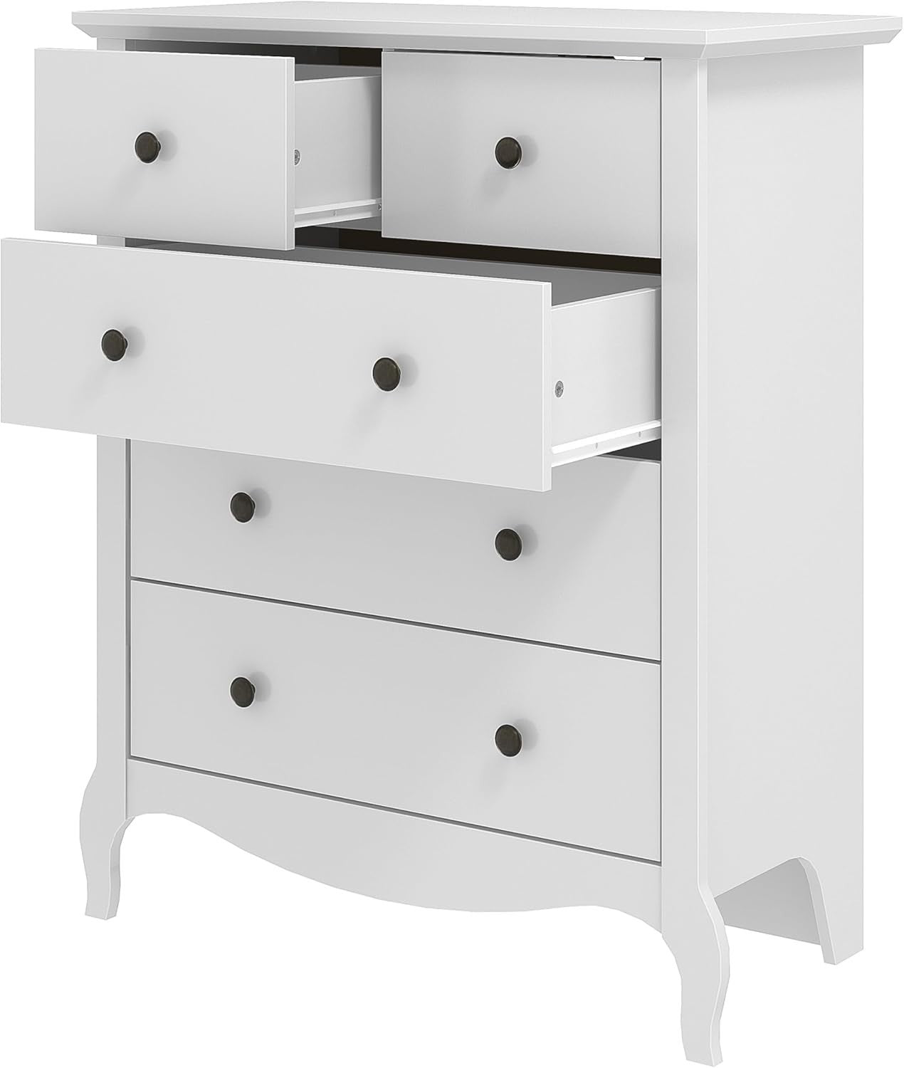 White 5 Drawer Chest Storage Cabinet Hallway Bedroom Modern Slim Unit