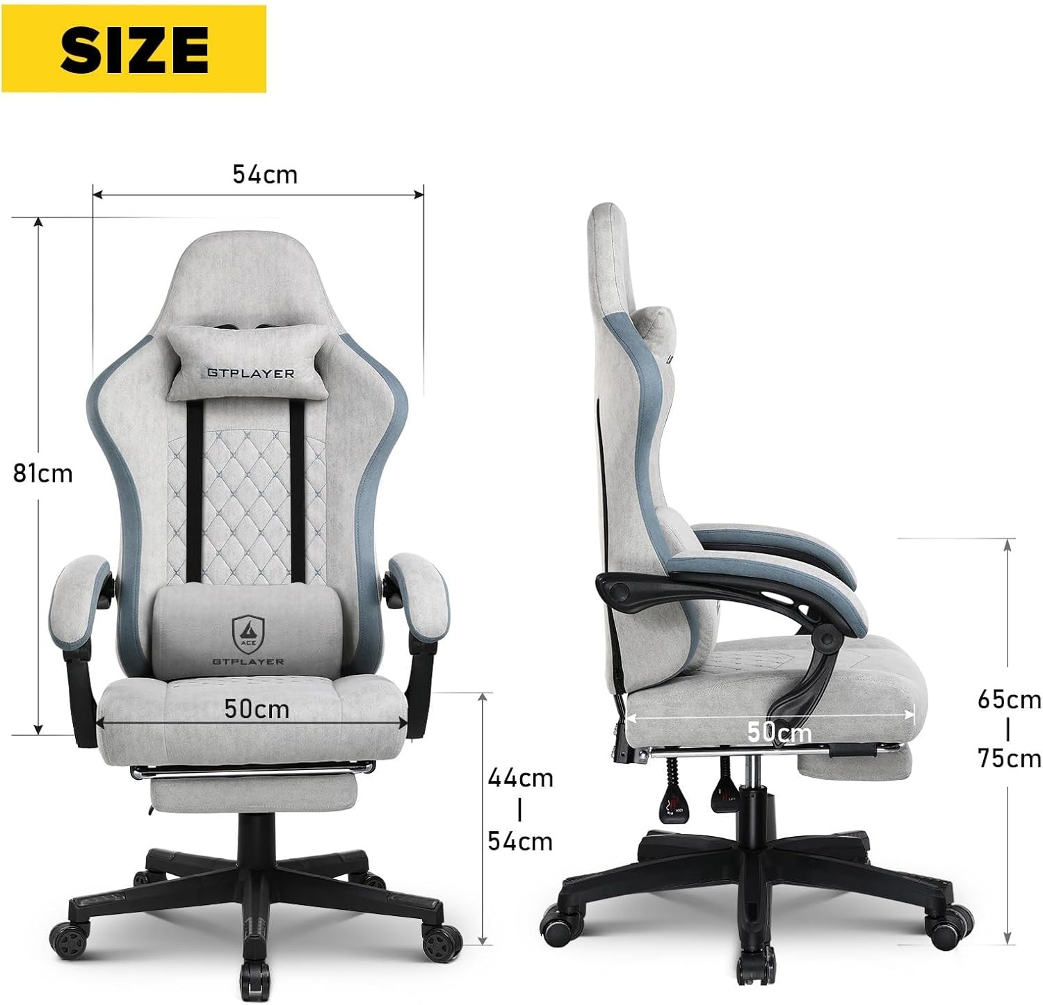 Fabric Gaming Chair with Footrest Ergonomic Recliner Lumbar