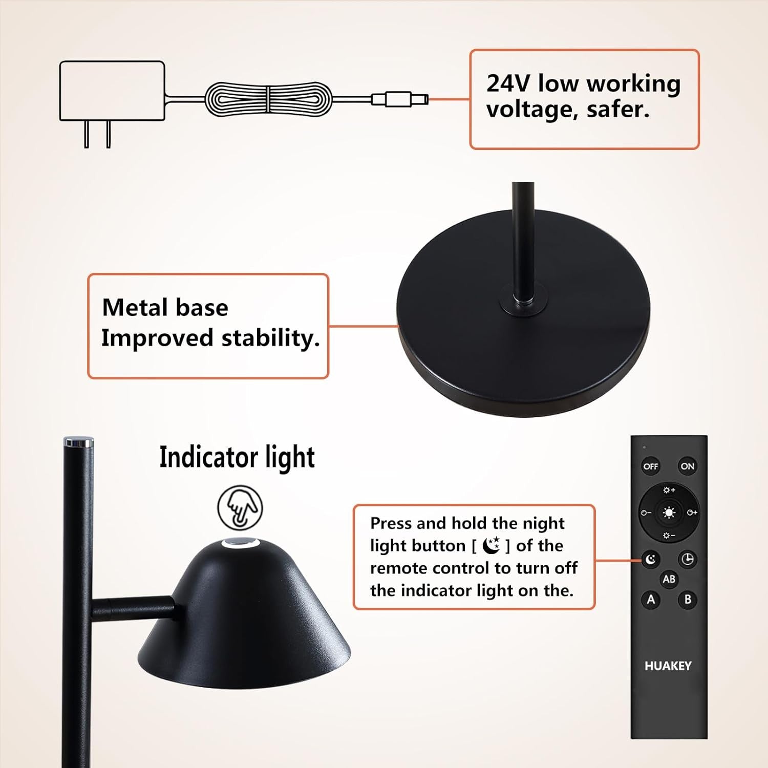 LED Floor Lamp Dimmable Remote Adjustable Reading Light Black