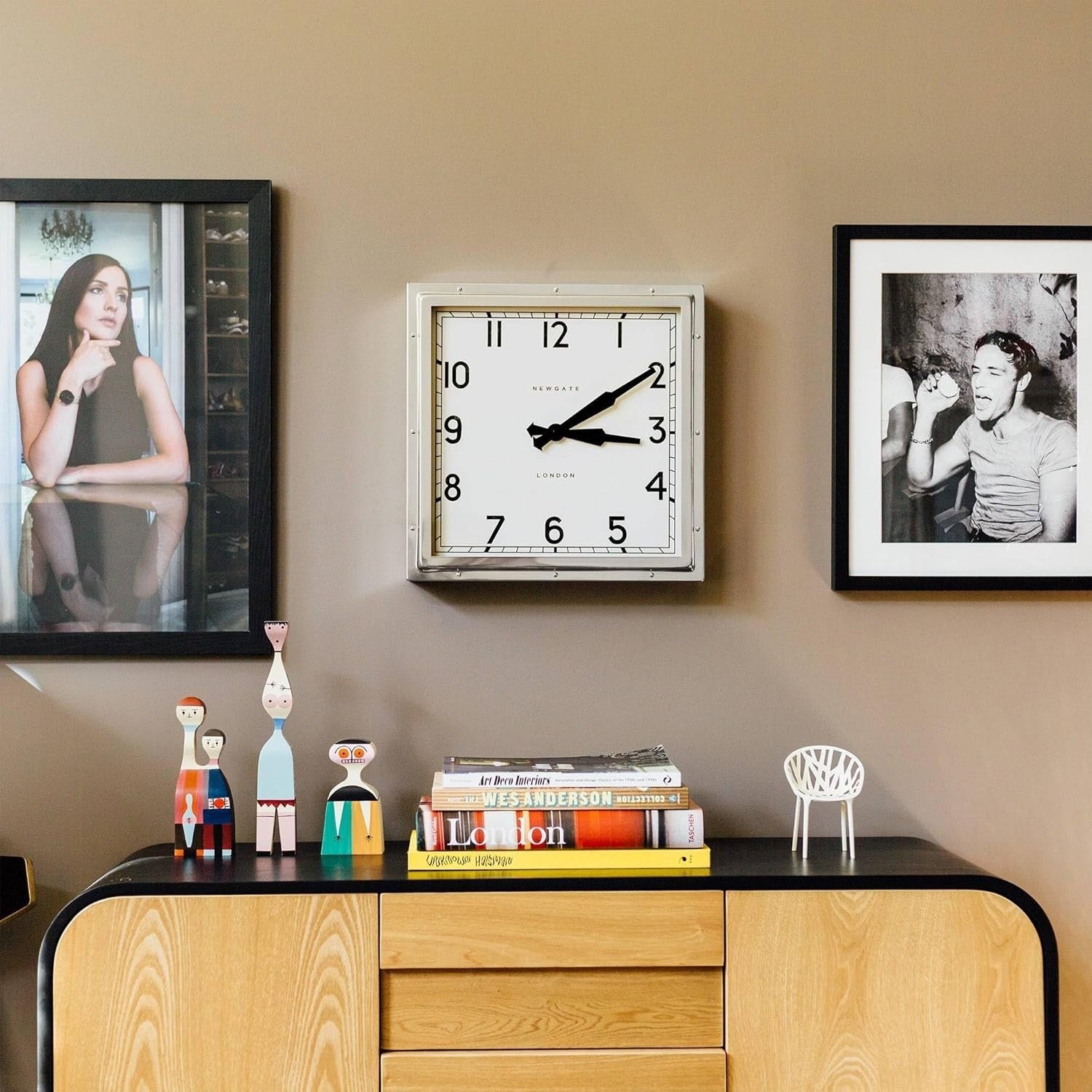 Large Square Wall Clock 40cm Vintage Industrial Silent Metal Retro