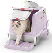 XXL Stainless Steel Cat Litter Tray Covered High Sided Odour Control