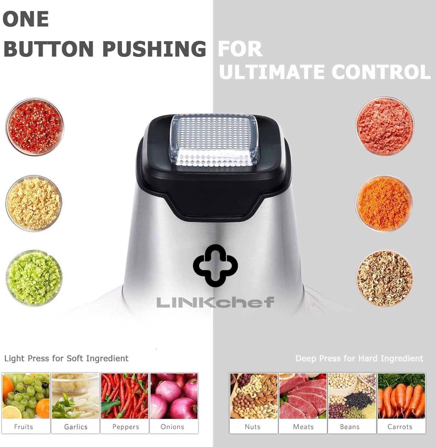 Electric Food Chopper 400W 1.2L Steel Bowl Mini Meat Onion Grinder