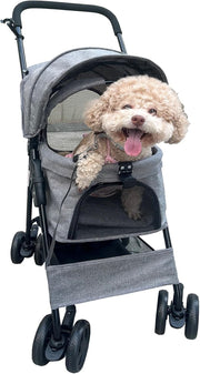 Pet Stroller for Small Dogs Cats Foldable Travel Jogger Pushchair Grey
