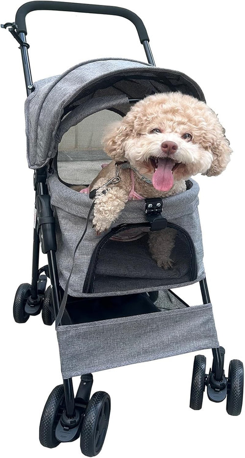 Pet Stroller for Small Dogs Cats Foldable Travel Jogger Pushchair Grey