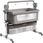 Adjustable Baby Bedside Crib Electric Co-Sleeper w/ Mattress Storage Light Grey
