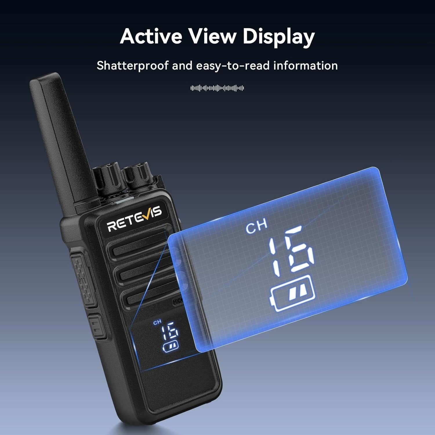 Rechargeable Walkie Talkies w Screen Type C VOX PMR446 2 Pack Black