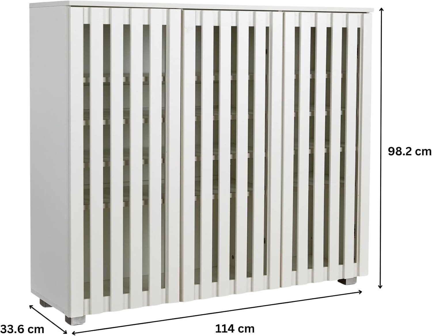 Spacious 3 Door White Shoe Storage Cabinet with 8 Shelves | Modern Design