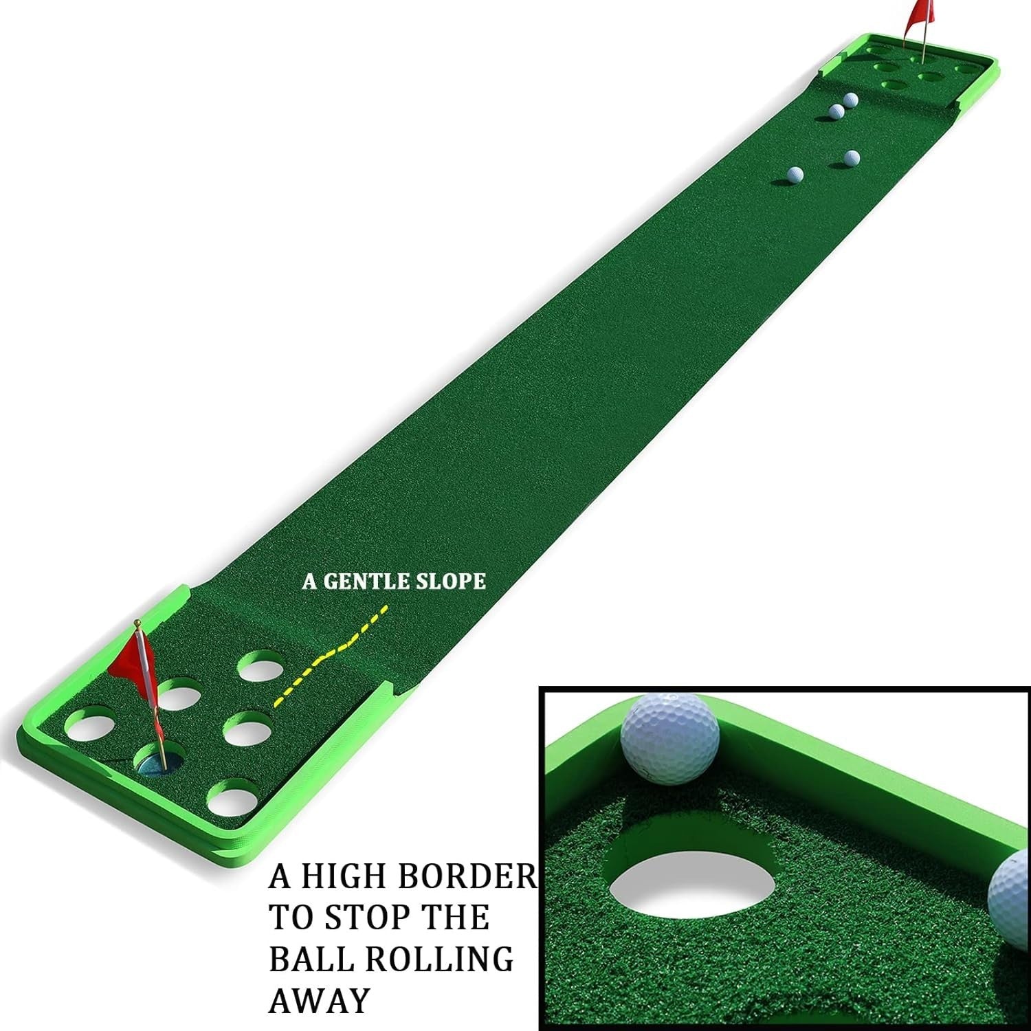 Indoor Outdoor Golf Putting Mat Set w Putters Balls Practice Training Game