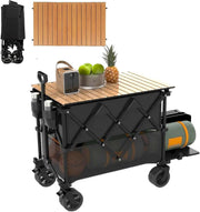 400L Double Decker Folding Camping Wagon 250kg Heavy Duty Festival Trolley Black