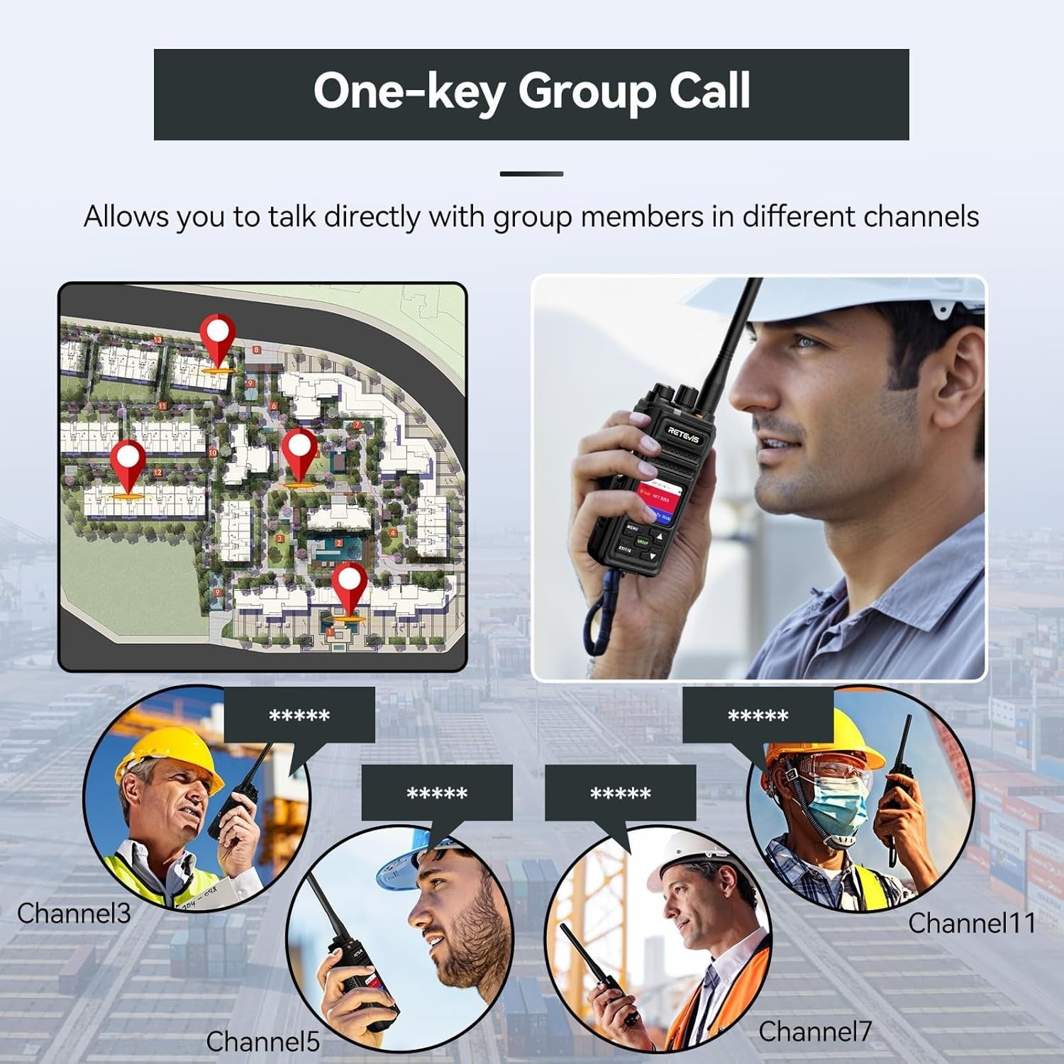 IP67 Waterproof Walkie Talkies Long Range LCD 16CH Heavy Duty 2 Pack