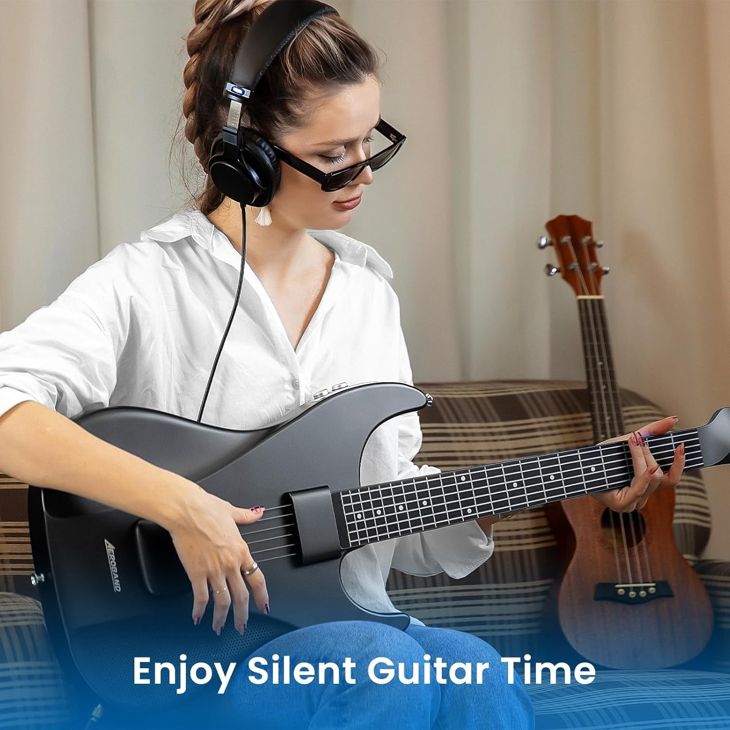 Smart Stringless Travel Guitar Silent MIDI Portable Acoustic Electric