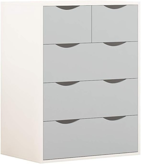 4pc Bedroom Furniture Set Wardrobe Chest Bedside Cabinet Grey on White