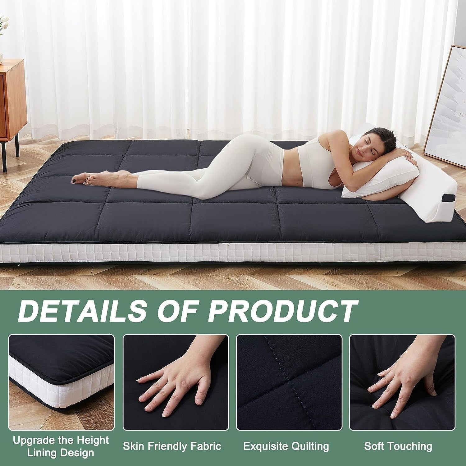 Japanese Futon Floor Mattress Single Bed Topper Foldable Tatami Pad