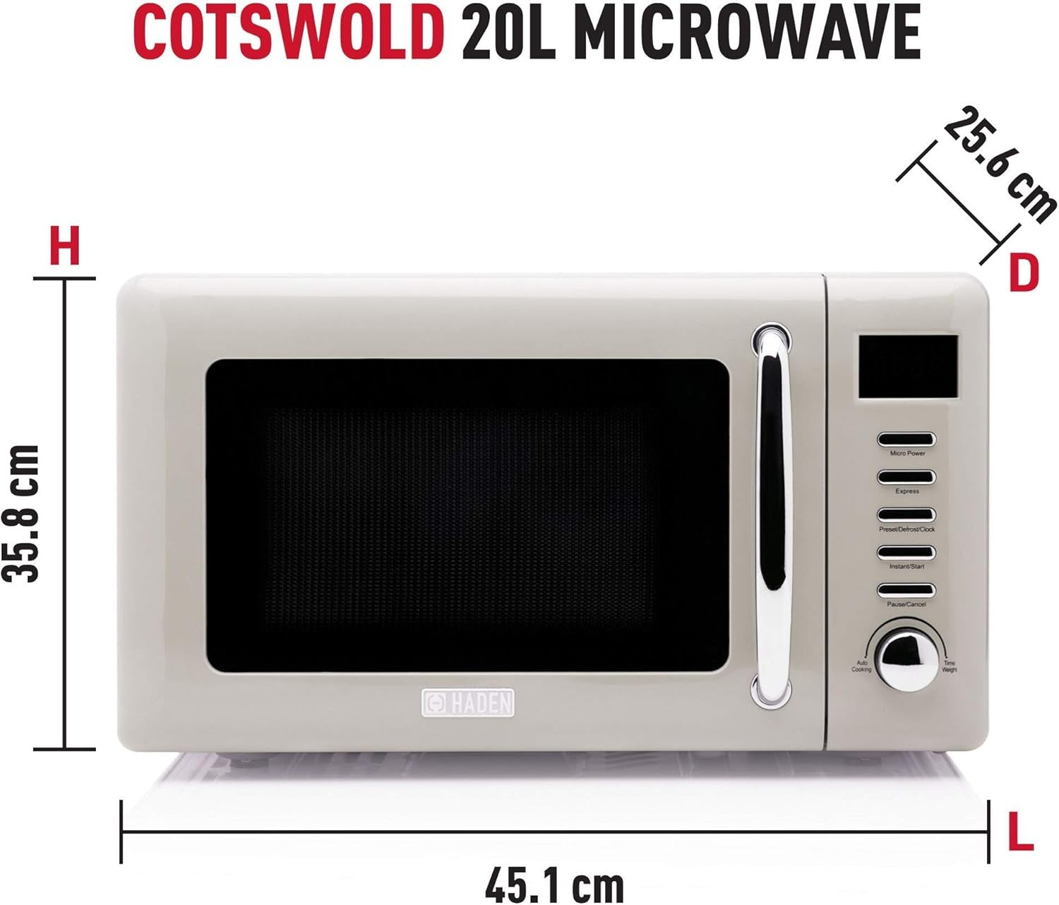 20L Digital Microwave 800W 5 Power Levels 60 Min Timer