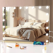 Large LED Vanity Mirror with Lights, USB Port & Smart Touch, 80x60cm