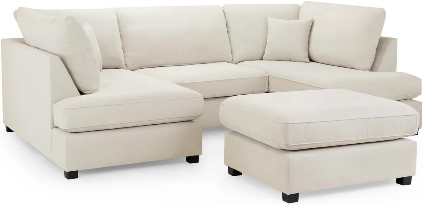 4PC U Shape Sofa with Footstool – Grey  – 5/6 Seater Modular.