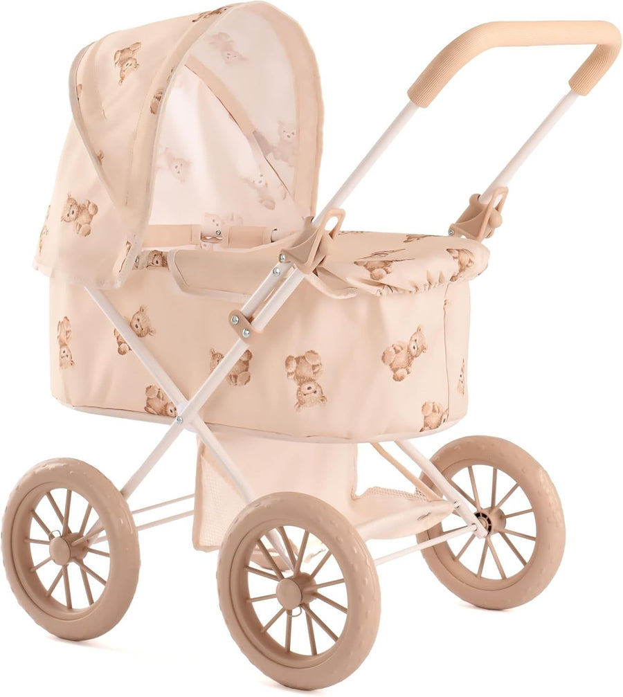 My First Dolls Pram with Metal Frame, Teddy Design, Storage, 2+