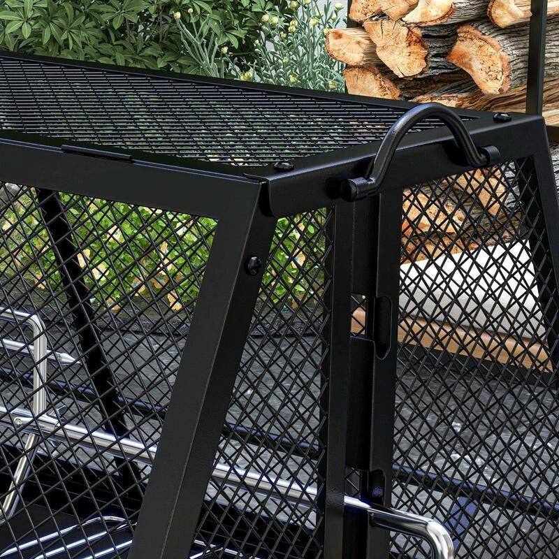3-in-1 BBQ Grill Fire Pit with Rotisserie, Mesh Lid, Poker & Cover Outdoor