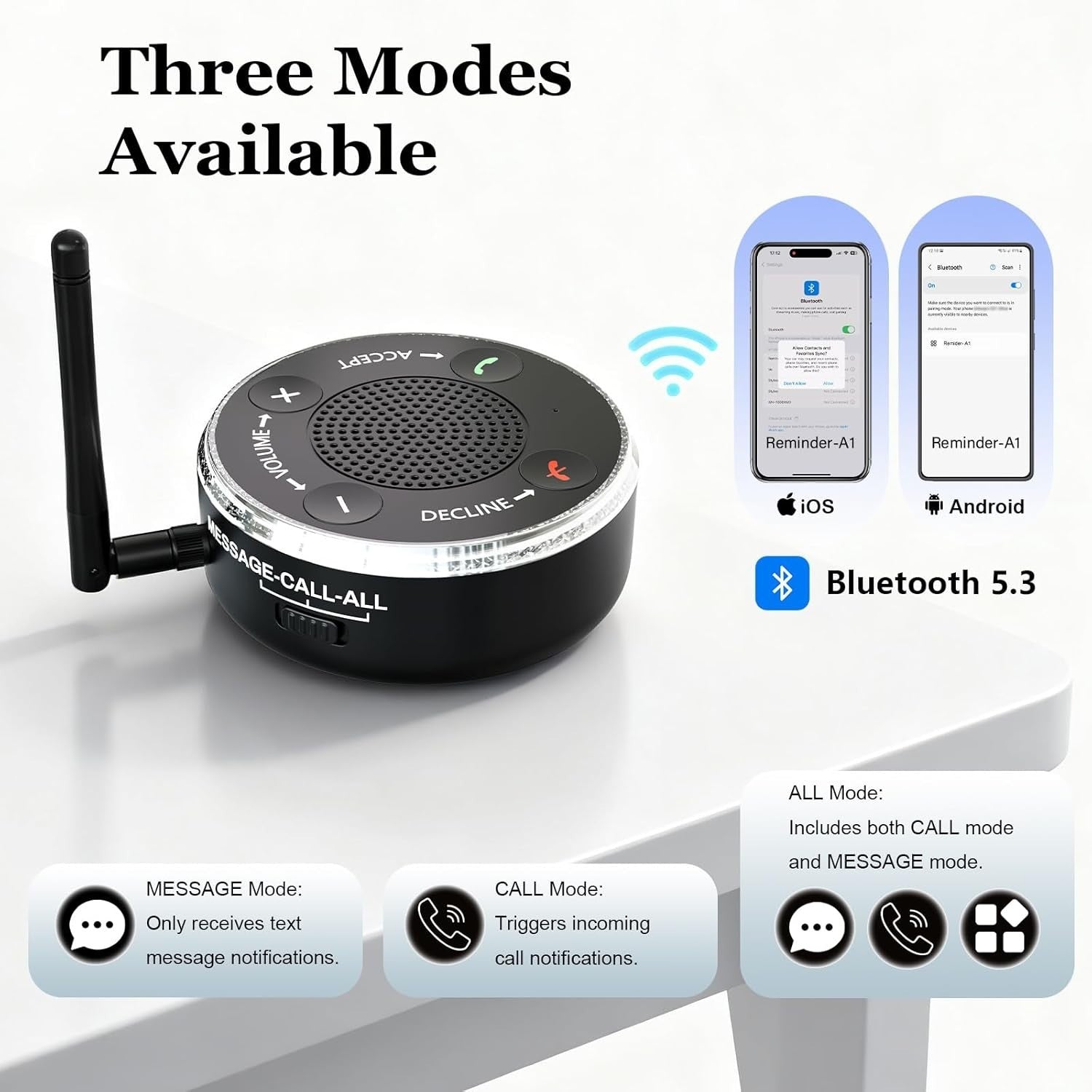 Phone Ringer Amplifier Loud 116dB LED Flash Bluetooth Speaker for Cell Calls