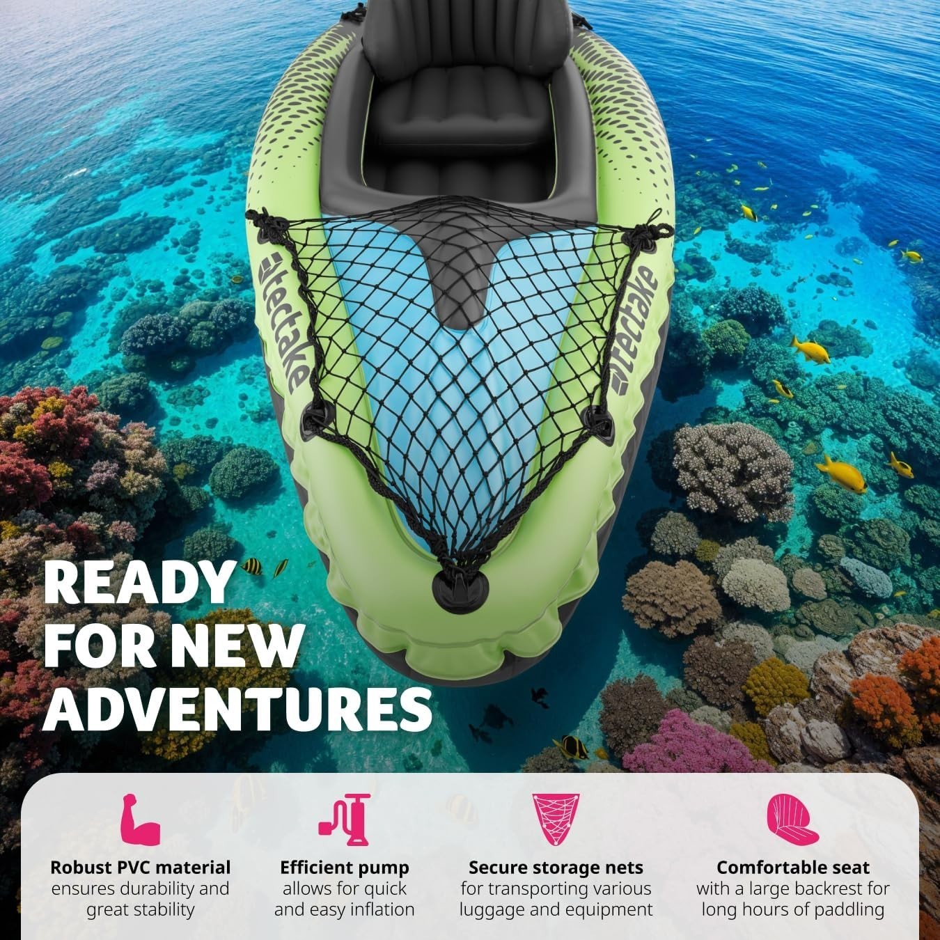 Inflatable Single Kayak Set PVC Canoe w/ Paddle Pump Carry Bag