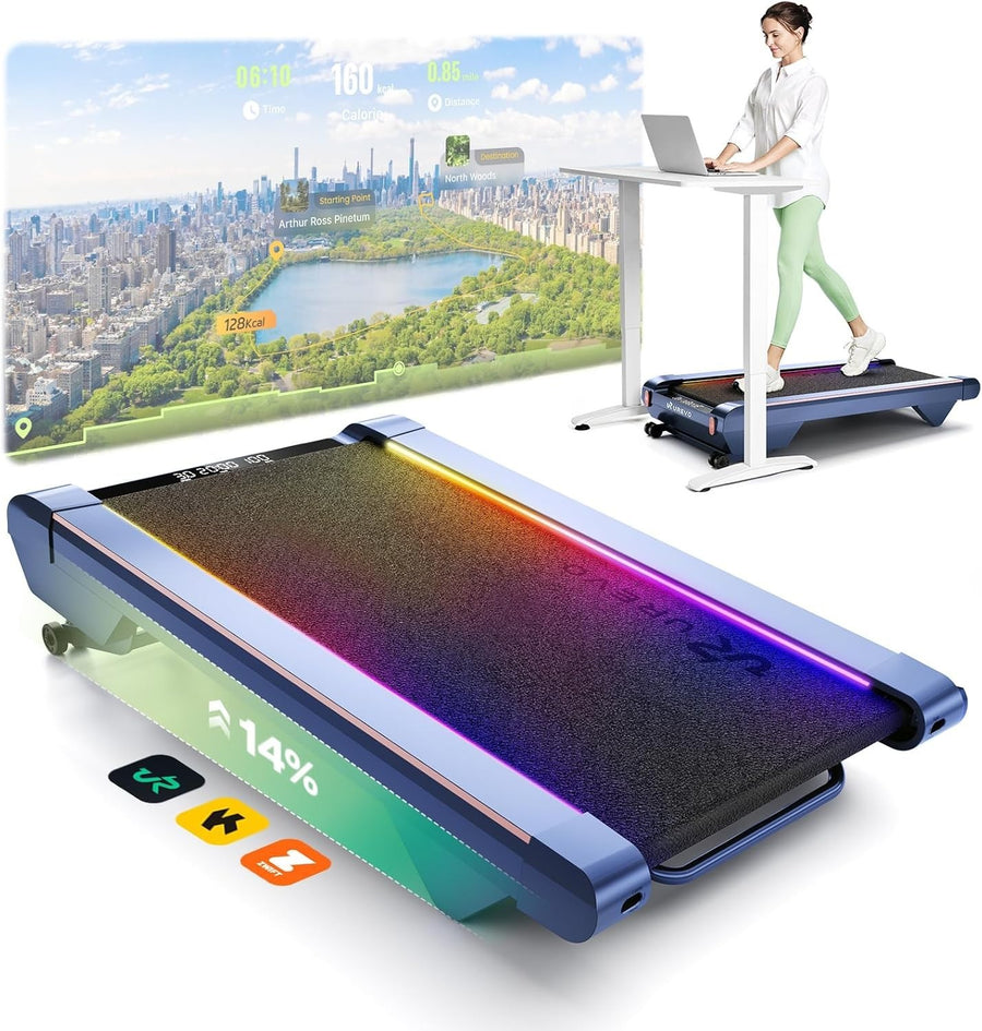 Smart Walking Treadmill with 14% Incline, Ultra-Quiet Brushless Motor