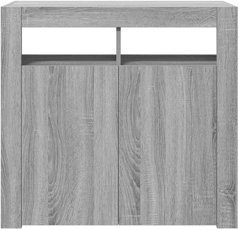 Grey Sonoma LED Sideboard Cabinet Cupboard Storage Unit 80cm Modern Display