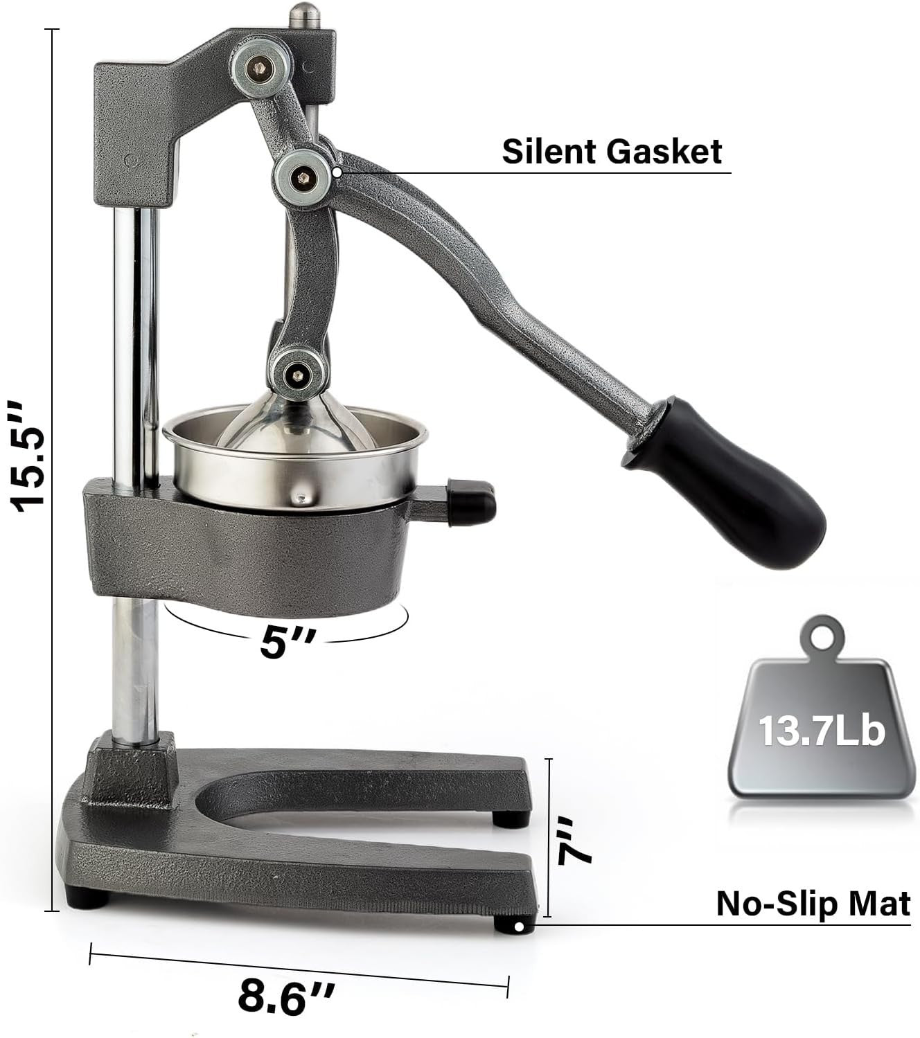Heavy Duty Hand Citrus Press Cast Iron High Yield Professional Juicer