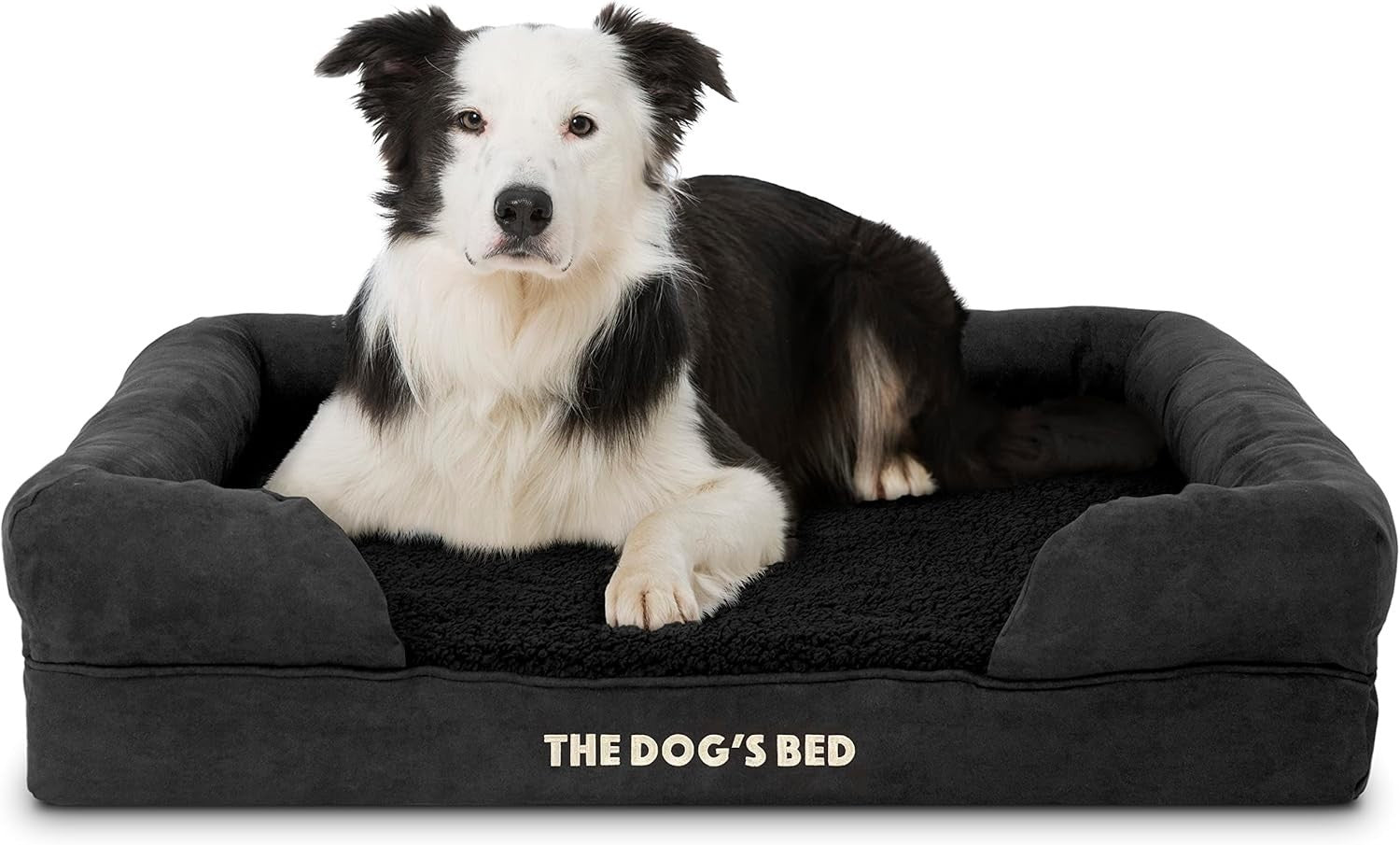 Large Orthopedic Memory Foam Dog Bed Black Plush