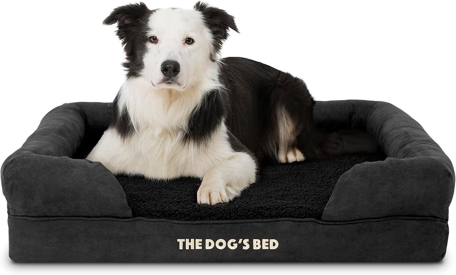 Large Orthopedic Memory Foam Dog Bed Black Plush