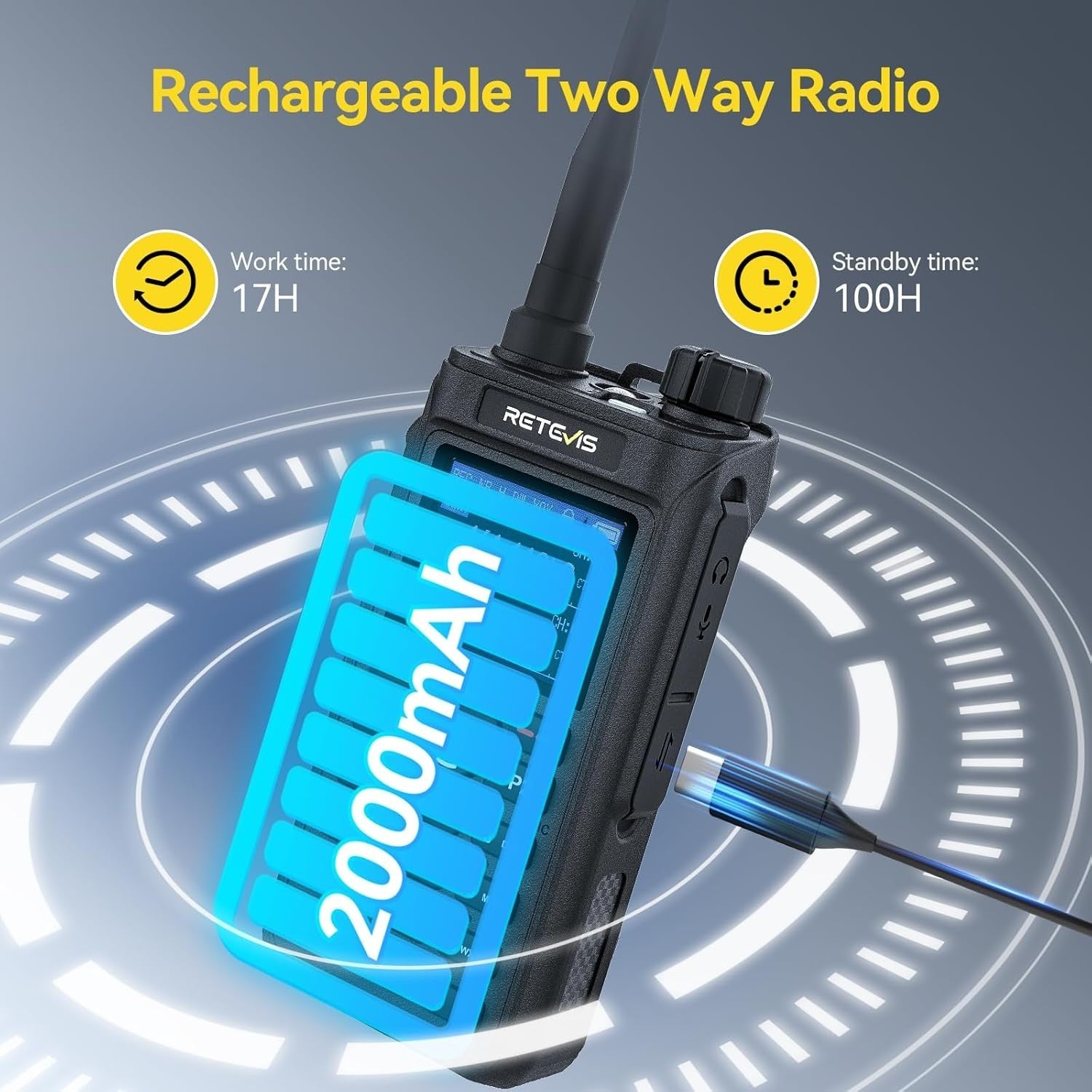 Dual Band Walkie Talkies 4 Pack Long Range 2000mAh Type-C Group Call