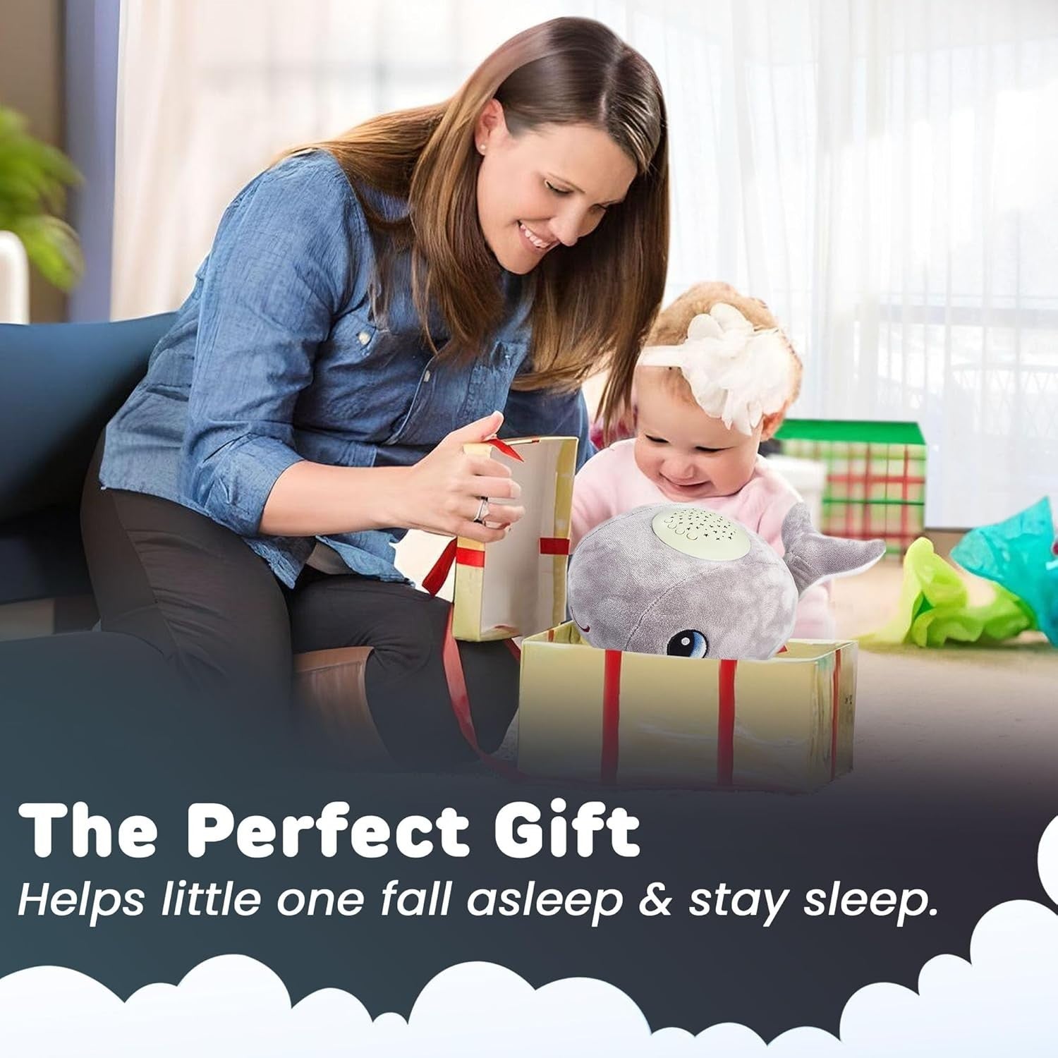Plush Whale Baby Sleep Soother with 12 Lullabies & White Noise Toy