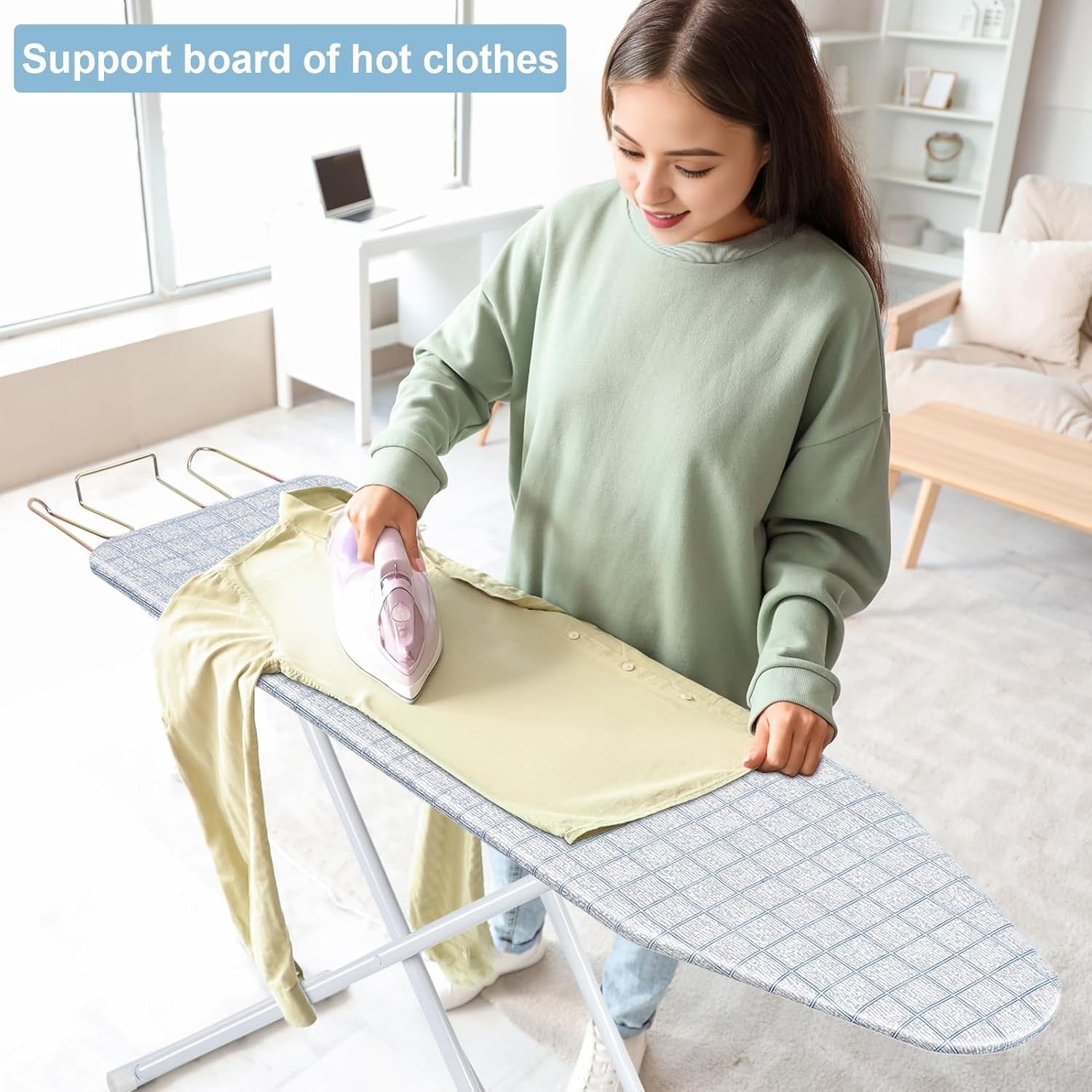 Foldable Ironing Board 107x30cm Extra Wide Lightweight with Iron Rest
