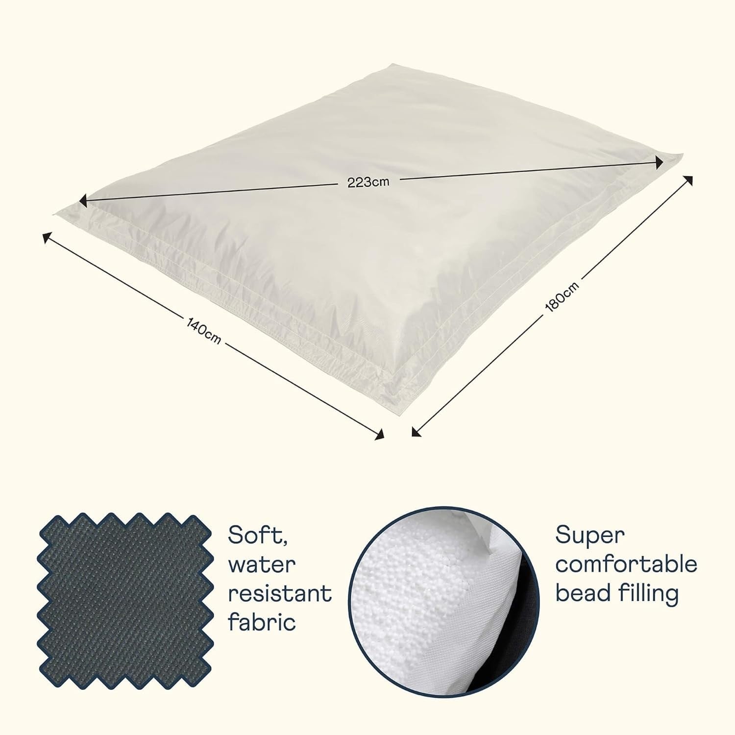XXL Charcoal Grey Bean Bag Chair Outdoor Waterproof Garden Floor Lounger Seat
