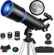 80mm Aperture 600mm Refractor Telescope for Adults & Kids - Black-1
