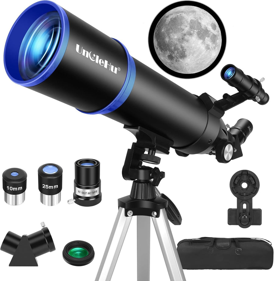 80mm Aperture 600mm Refractor Telescope for Adults & Kids - Black-1