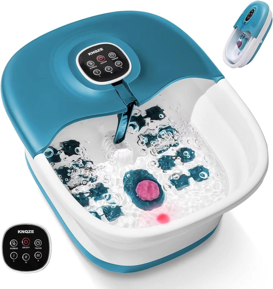 Heated Foot Spa Massager Remote Control Foldable Rollers Bubbles