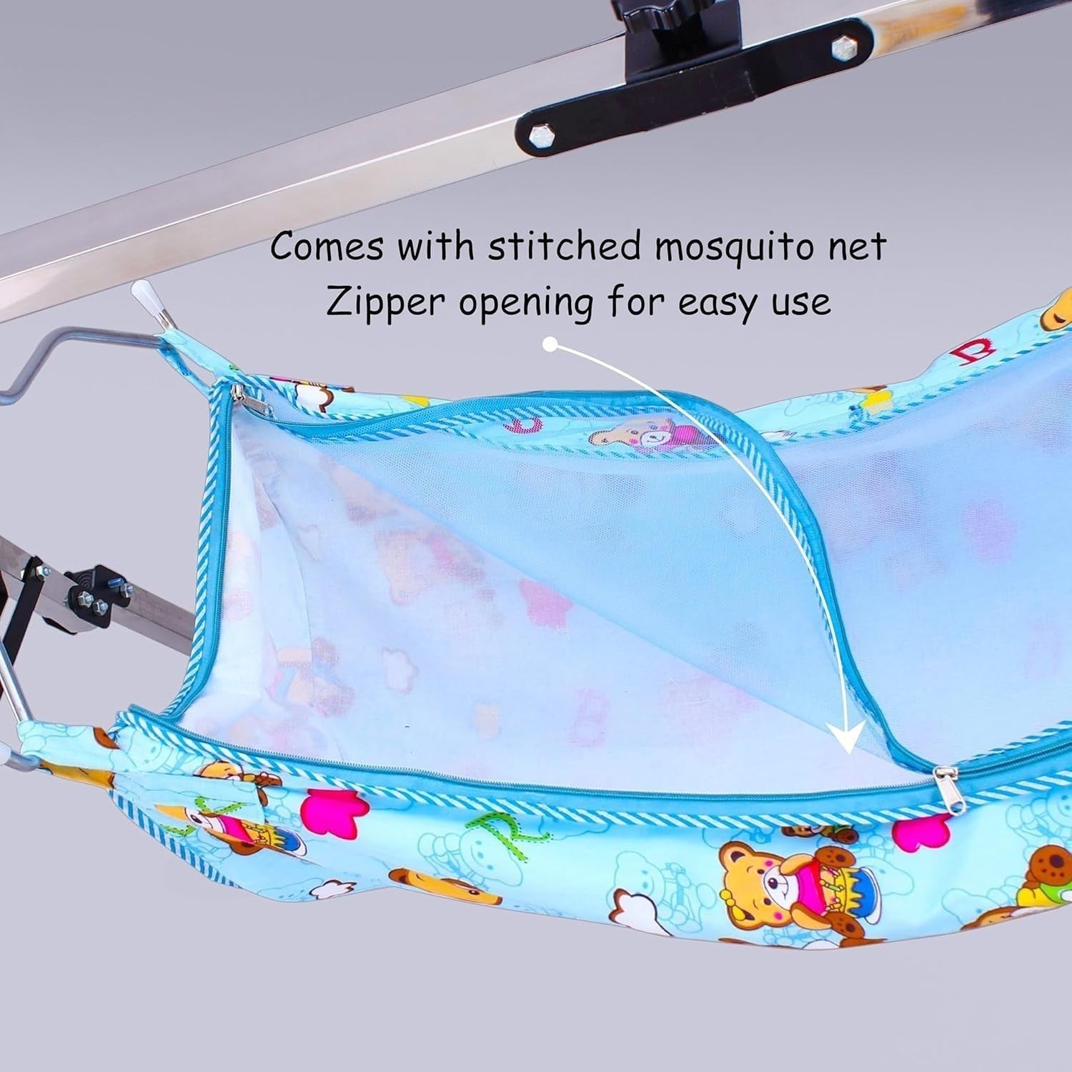 Foldable Baby Cradle Swing Stainless Steel Frame with Storage Bag Portable