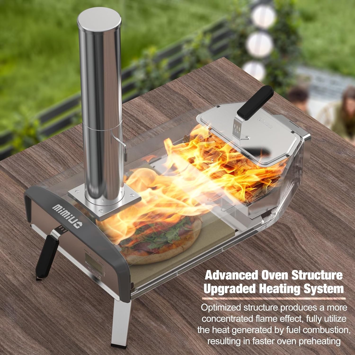 Outdoor Wood & Charcoal Pizza Oven | Portable Garden BBQ Cooker w/ Stone & Peel