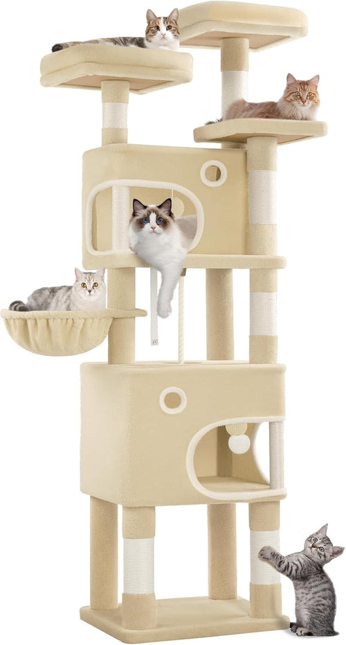 Cat Tree 180cm Tall Tower With Condo Scratching Posts Platforms Caves & Basket
