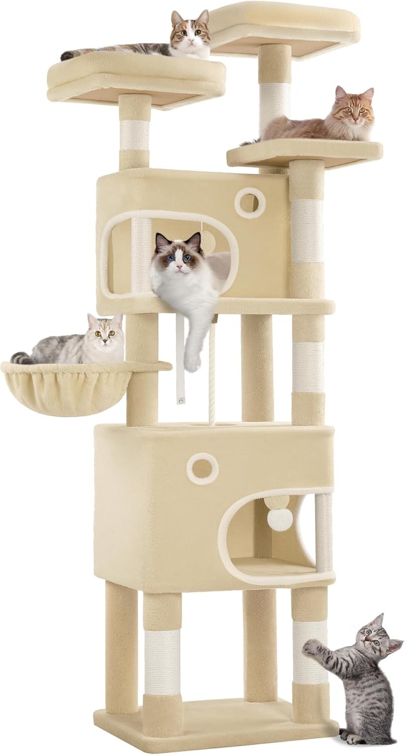 Cat Tree 180cm Tall Tower With Condo Scratching Posts Platforms Caves & Basket