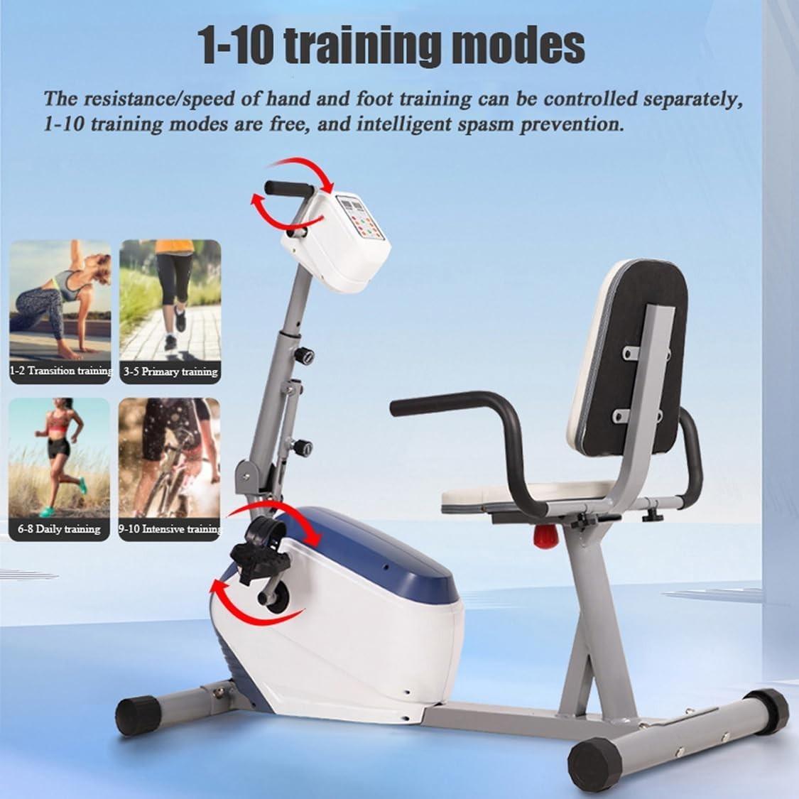 Motorized Recumbent Rehab Bike Electric Arm Leg Trainer w/Protective Bracket