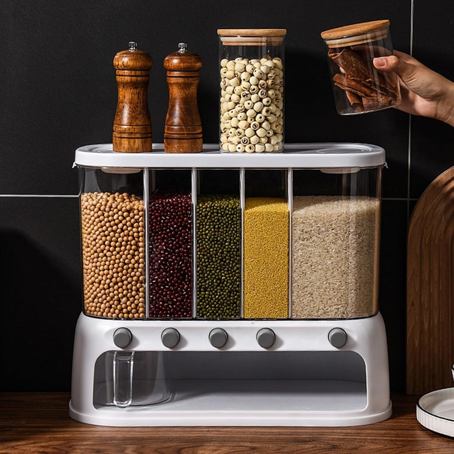12L Wall Mounted Grain Dispenser Airtight Rice Storage Box
