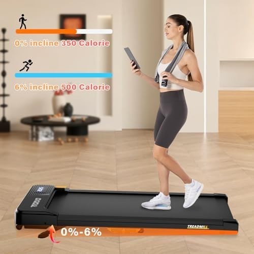 6% Incline Under-Desk Walking Pad 2.5HP, Compact 3-in-1 Treadmill Home Office