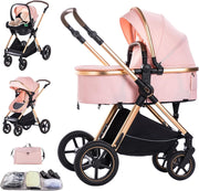 Pink 3in1 Baby Pram Travel Pushchair System Adjustable Handle Foldable 22kg